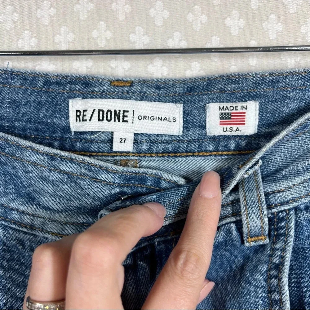 REDONE Originals High Rise Wide Leg Cuffed Hem‎ Jeans